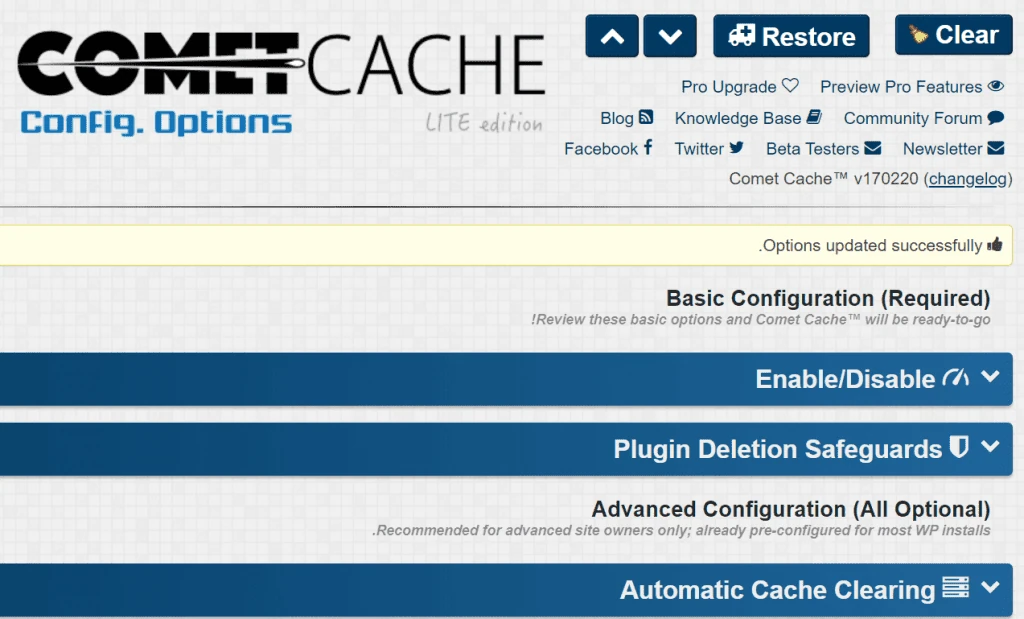 comet cache tinified