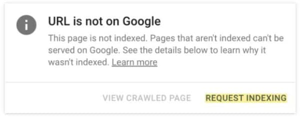 כפתור Request Indexing בכלי בדיקת כתובת URL ב-Search Console