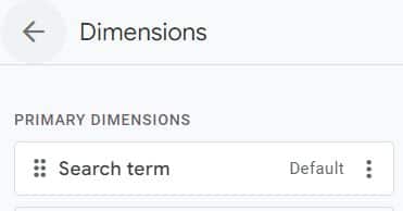 בחירת הדימנשן Search term בחלון Dimensions של GA4