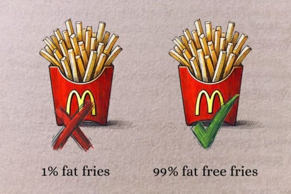 אפקט המסגור: צ'יפס עם 1% שומן מול 99% ללא שומן