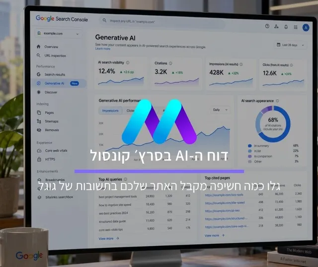דוח ה-AI בסרץ׳ קונסול: גלו כמה חשיפה מקבל האתר שלכם בתשובות של גוגל