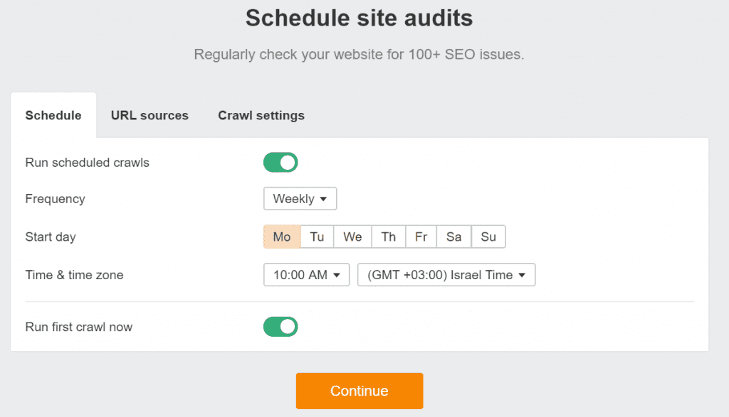 site audit timing