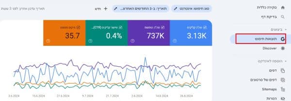 דוח ביצועים בגוגל קונסול