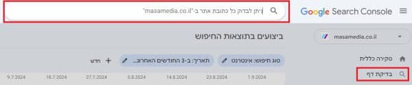 בדיקת כתובת דף / עמוד / URL בגוגל קונסול